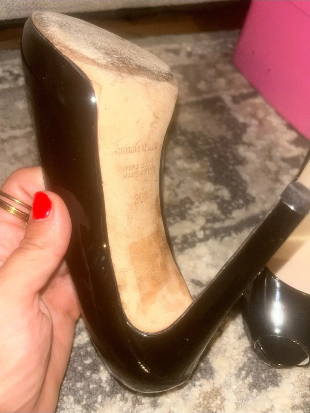 Giorgio Armani Black Peep-Toe High Heels Y2K